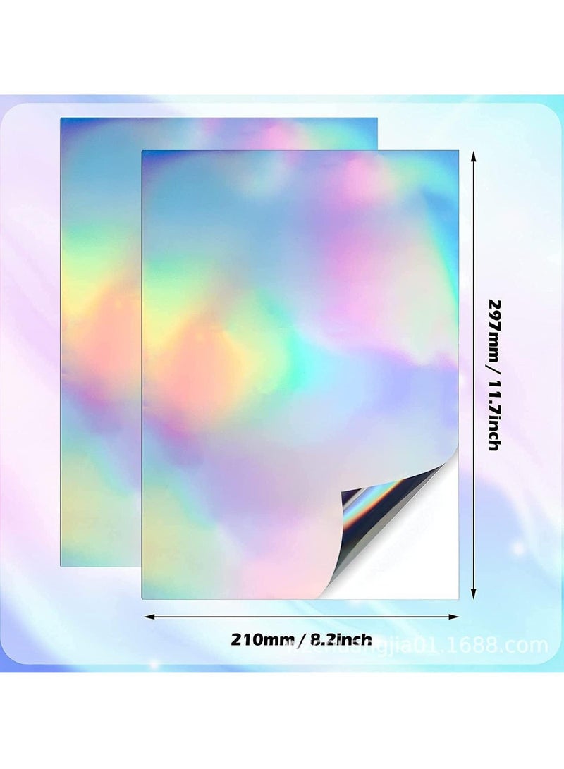 أرابايت ورقة ملصقات هولوغرافية شفافة A4 تحتوي على 50 ورقة من ورق الملصقات الشفاف الهولوغرافي بحجم 11.7 × 8.3 بوصة. هذا الورق للملصقات ذاتية اللصق ومقاوم للماء، ويتميز بتصميم هولوغرافي يمنح الملصقات مظهرًا برا - Image 2